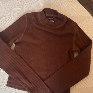 American Eagle Outfitters Men's Rich Brown Turtleneck Sweater